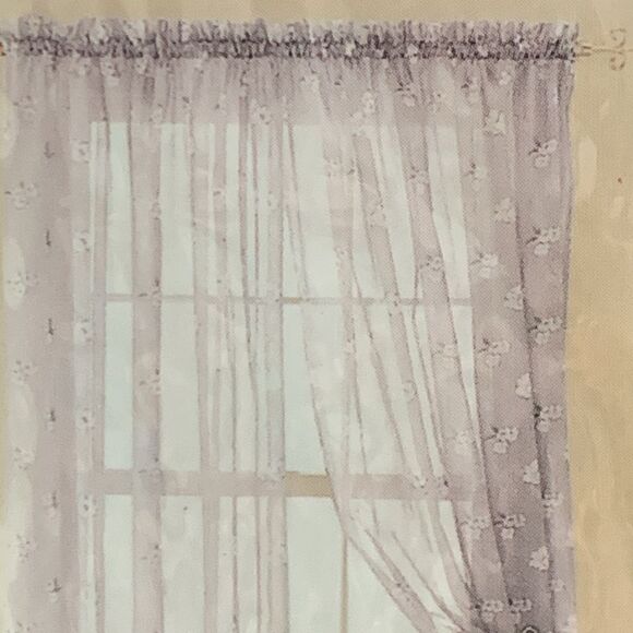 Vintage 2003 Target Basic Principle No 2 Pair Of Floral Sheer Window Panels - Picture 12 of 14